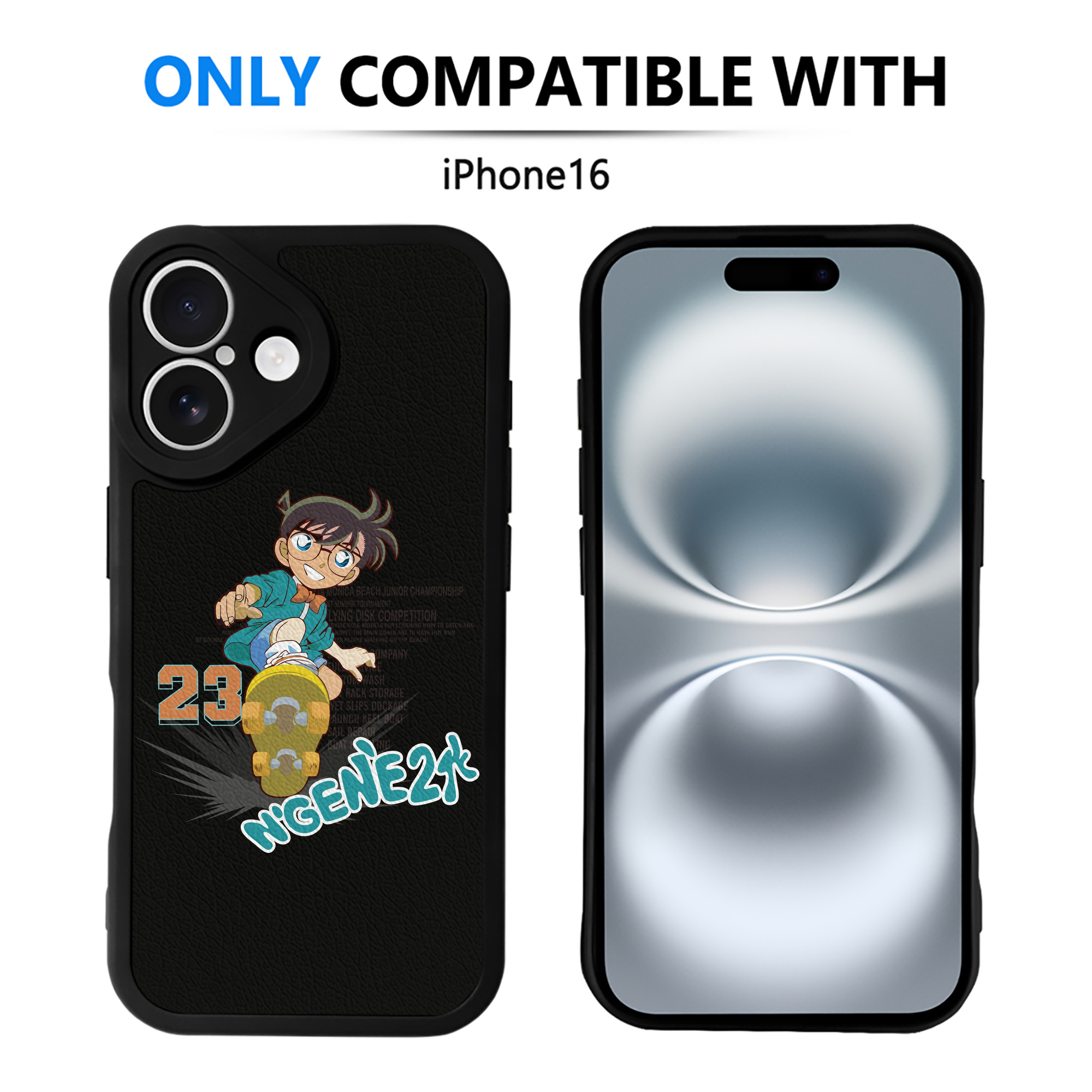 （画像用） 名探偵コナン 江戸川 コナン Detective Conan Conan Edogawa 【iPhone 16シリーズ対応】シリコンスマホケース（レザー調） 材質：シリコン